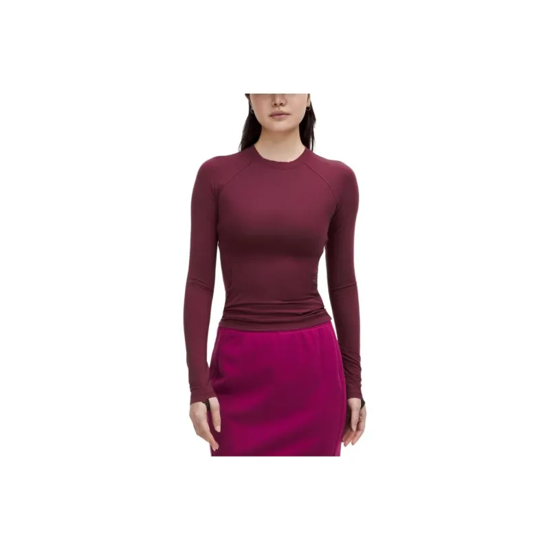 Lululemon Long Sleeve T Shirt Women's Dark Red-0