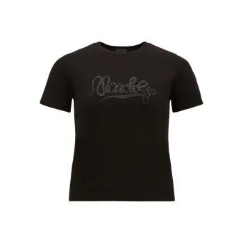 Moncler Embroidered Calligraphy Logo Cotton T shirt Black
