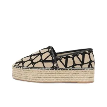 Valentino Iconography Platform Canvas Espadrilles Women's Beige