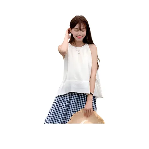 QIANGKOUPAOCAI Tank Tops Women's Ecru