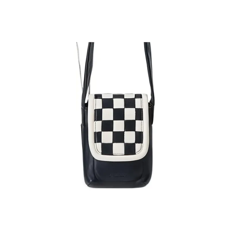 ADER ERROR Sheepskin Tote Shoulder Bag, Crossbody Bag Mini Unisex Black White Patchwork-0
