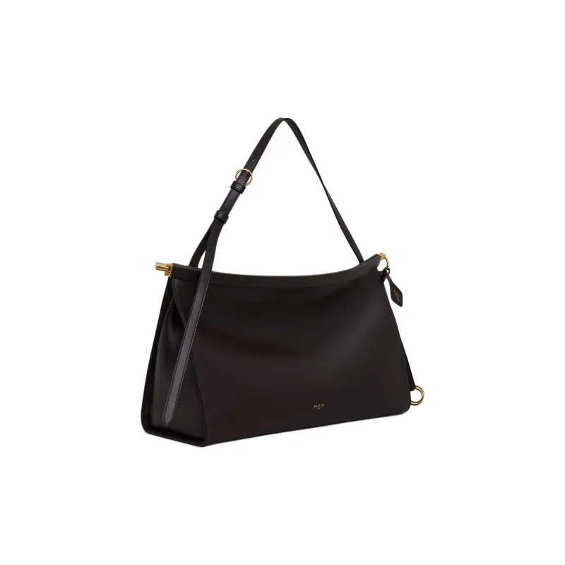 Alaia Calfskin Shoulder Bag Tubas Women's Dark Brown-1