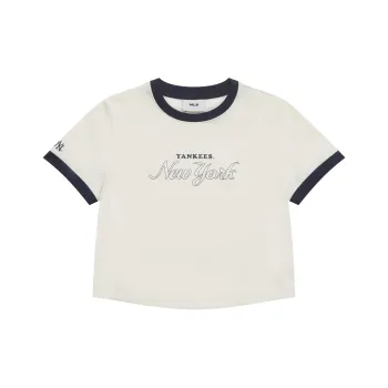 MLB Preppy Style Collection New York Yankees SS25 T Shirt Women's Cream