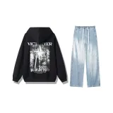 Black Top+Light Blue Pants