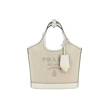 PRADA Linen Tote Bag, Shopping Bag, Handbag Mini Women's White