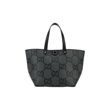 GUCCI Jumbo GG Leather Tote Bag, Shopping Bag, Handbag Men's Black Gray