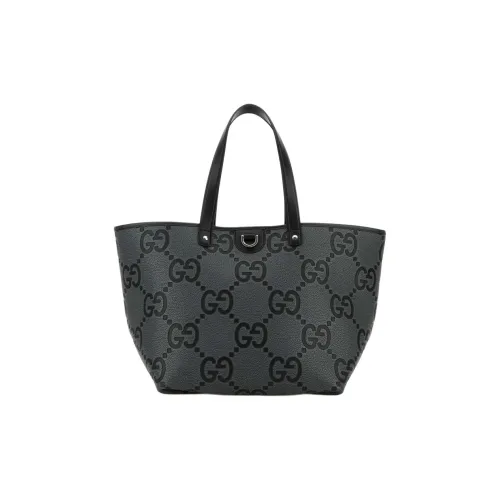 GUCCI Jumbo GG Leather Tote Bag, Shopping Bag, Handbag Men's Black Gray