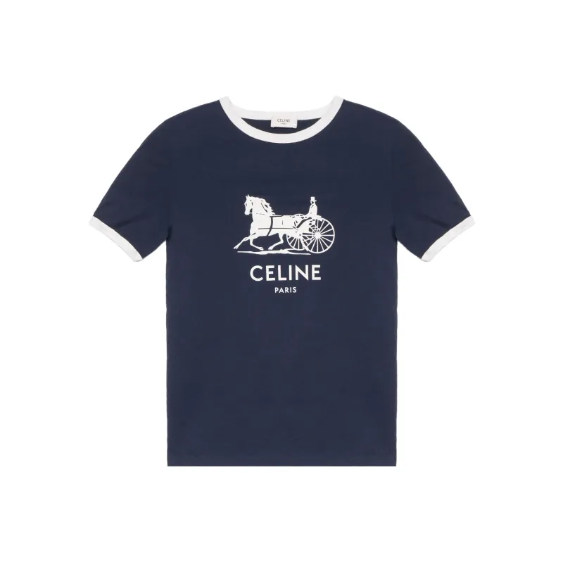 CELINE Regular T Shirt Women's Blue-0