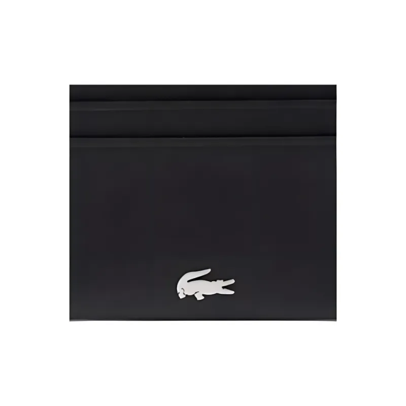 LACOSTE Calfskin Card Clip Card Holder Men's Black-4