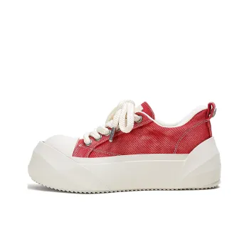 ADCDAVINCI Height Increasing Abrasion Resistant Slip Resistant Low Top Canvas Shoes Unisex Red