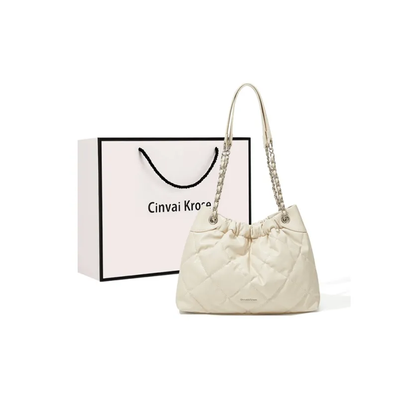 CinvaiKrose Synthetic Leather Shoulder Bag, Tote Bag, Shopping Bag Large Size Women's Black/White-6