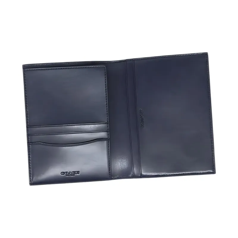 COACH Cow Leather Passport Holder Men's Midnight Marine Blue/Black Antique Nickel-4