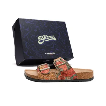 OUGLEMEN Cork Sole Quiet Abrasion Resistant Slide Slippers Women's