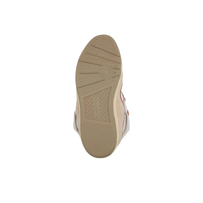 Lanvin Curb Low Top Skateboard Shoes Unisex White Peach Color-6