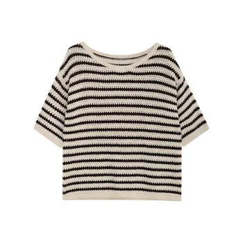 Journey Originals T Shirt Women's Classic Apricot With Black Stripes
