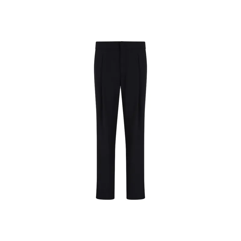 GIORGIO ARMANI Wool Crepe Pleated Trousers-0