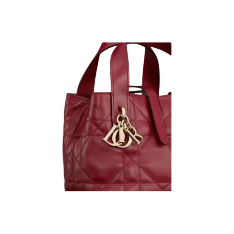 DIOR Toujours Calfskin Tote Bag, Shopping Bag, Shoulder Bag, Handbag Nano Women's Burgundy-5