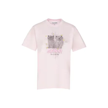 GANNI Graphic Printed Crewneck T Shirt