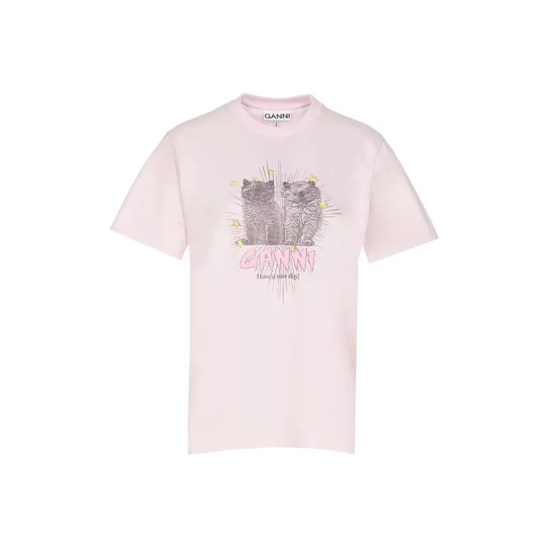 GANNI Graphic Printed Crewneck T Shirt-0