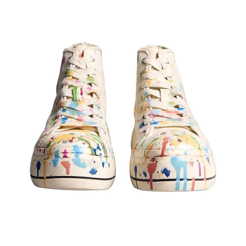 R13 Kurt High Top Canvas Shoes Women's Beige-2
