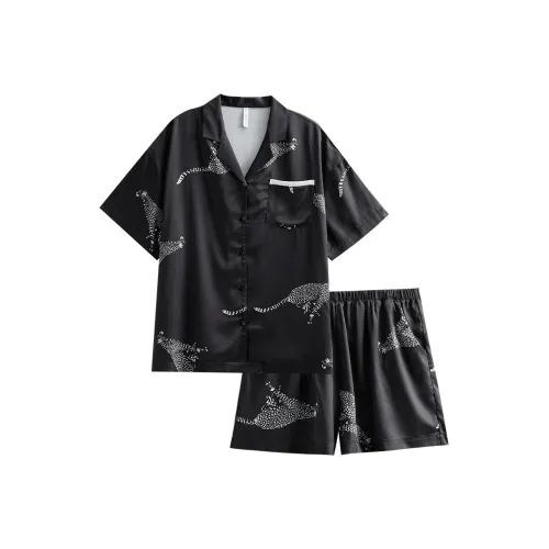 Same Language Pajama Set Women's Day Black · Cheetah