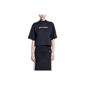 PALM ANGELS Logo Printed Mockneck T Shirt
