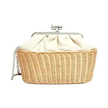 WEEKEND MaxMara Pasticcino Cotton One Shoulder Clutch Medium Size Women's Beige