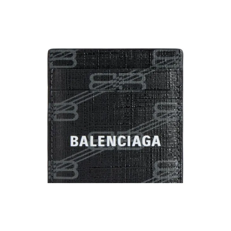Balenciaga BB MONOGRAM SIGNATURE PU Card Holder Men's Black & Gray-2