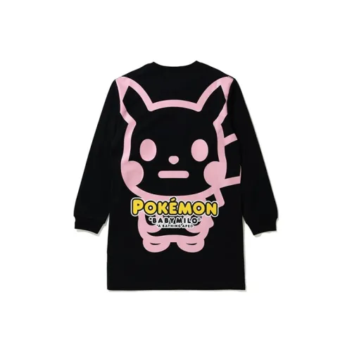 A BATHING APE X Pokemon Ladies Pikachu L/S Tee Onepiece White