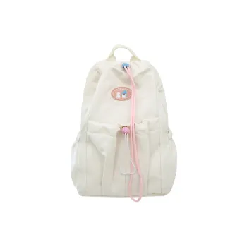 URBAN FOREST Nylon Backpack Unisex White/Pink/Yellow/Light Green/Black