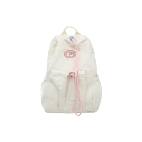 URBAN FOREST Nylon Backpack Unisex White/Pink/Yellow/Light Green/Black