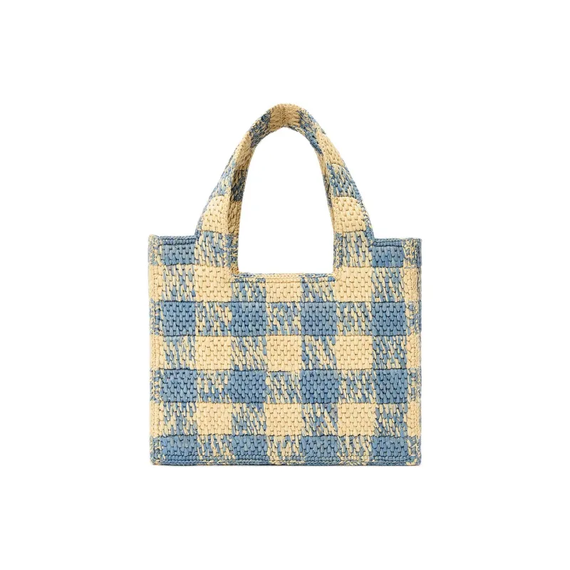 LOEWE Font Tote Raffia Tote Bag, Shopping Bag, Shoulder Bag, Crossbody Bag, Handbag Trumpets Women's Blue & Yellow-4