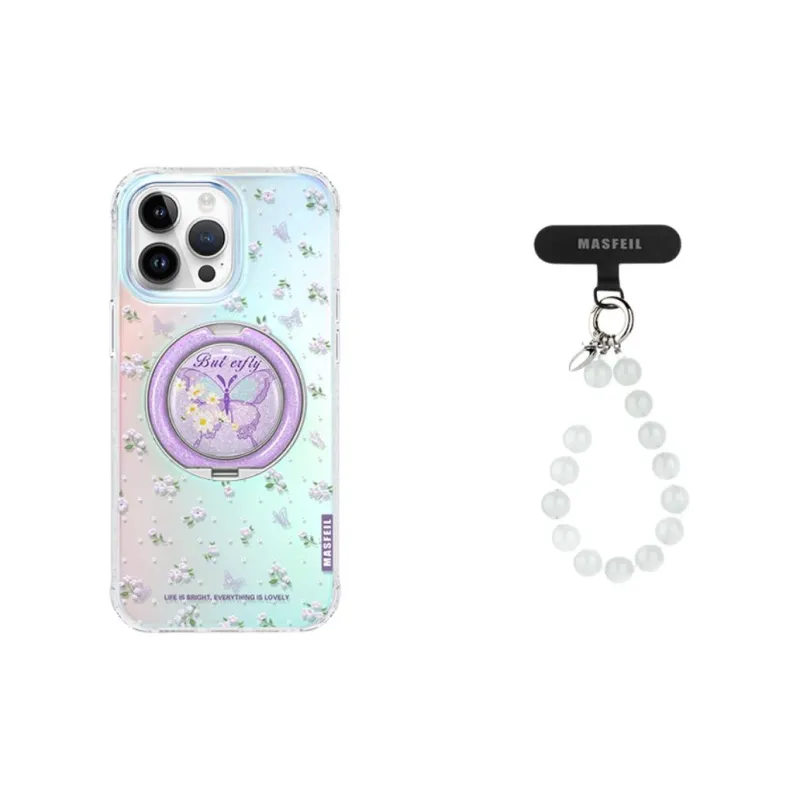 Marsfield Acrylic Material Iridescent Shell Floral Butterfly Phone Cases Compatibility Apple 16/15/14/13 Pro/Pro Max-5