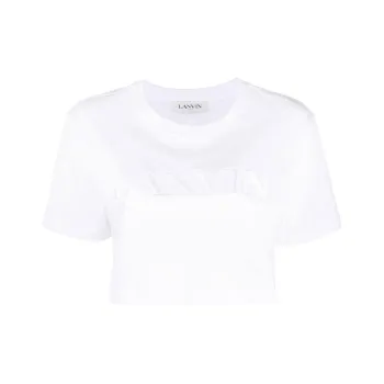 Lanvin Paris Embroidered Cropped Tee 'Optic White'