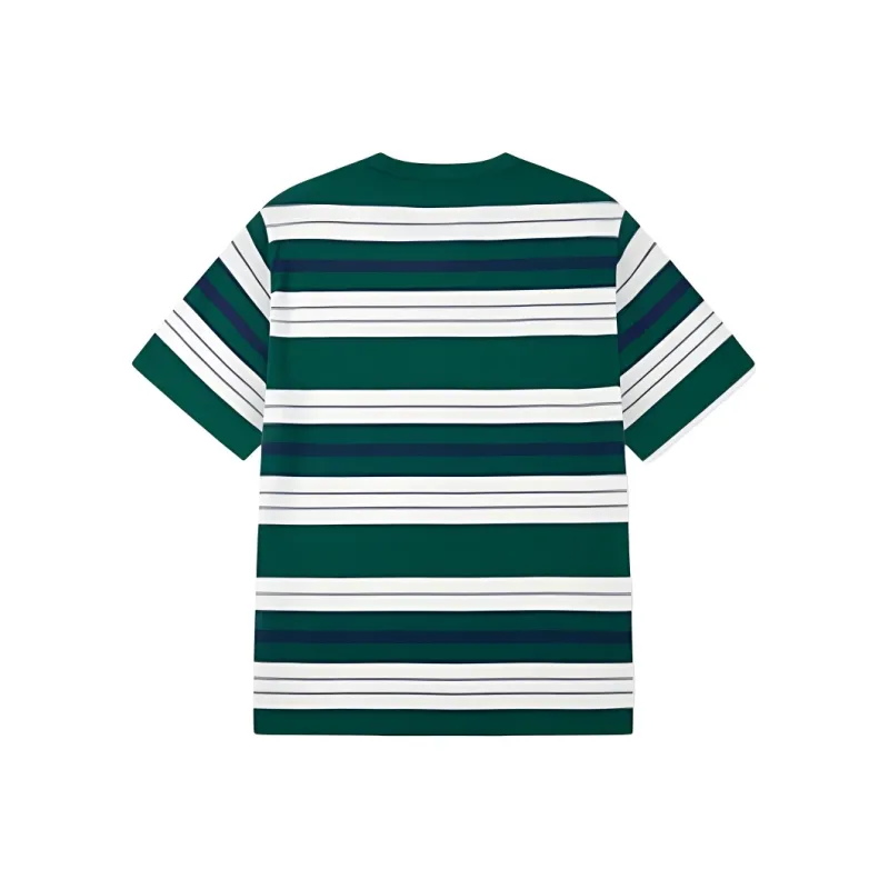 QIAODAN Sports Life Collection T Shirt Men's Cangyuan Green/Jindai Blue Stripes-1