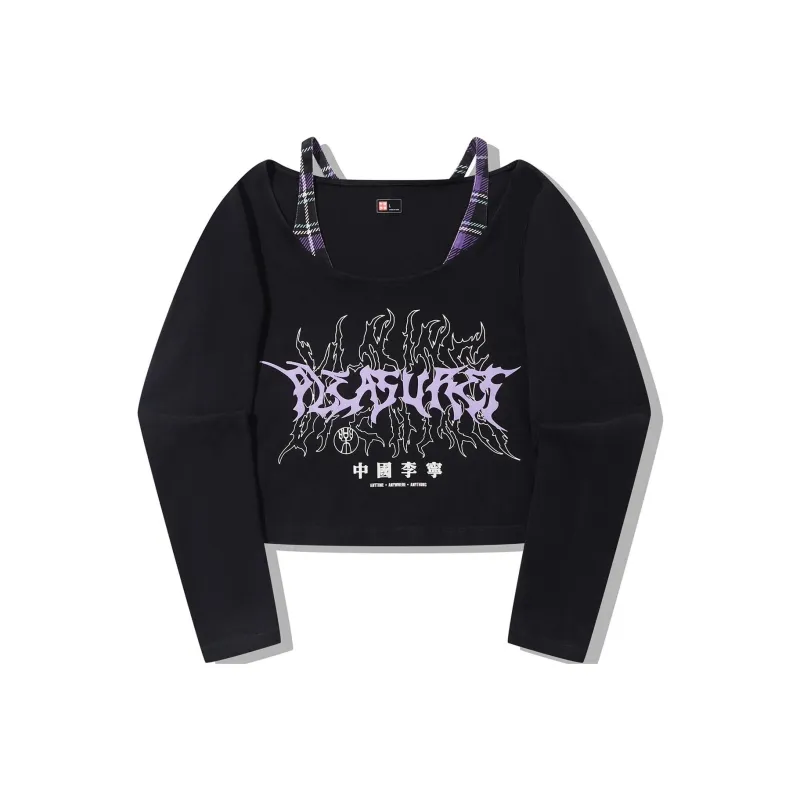 Pleasures X LiNing T Shirts Women's Black-0