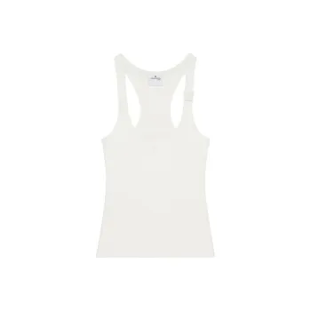 COURREGES Buckle 90s Rib Tank Top 'Heritage White'