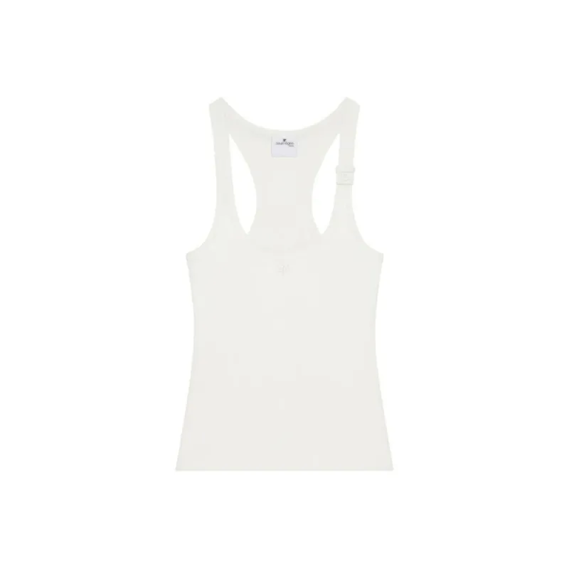 COURREGES Buckle 90s Rib Tank Top 'Heritage White'-0