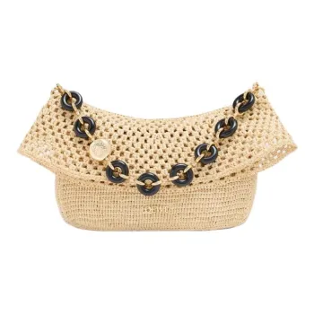 LOEWE Raffia Fiber One Shoulder Handbag Medium Size Women's Natural