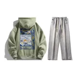 Set (Moss Green Top+Light Blue Denim Pants)