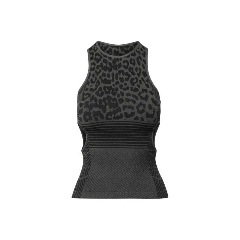 GANNI Cut Out Detailed Leopard Jacquard Tank Top-0
