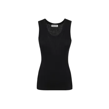JIL SANDER Logo embroidered Ribbed Top