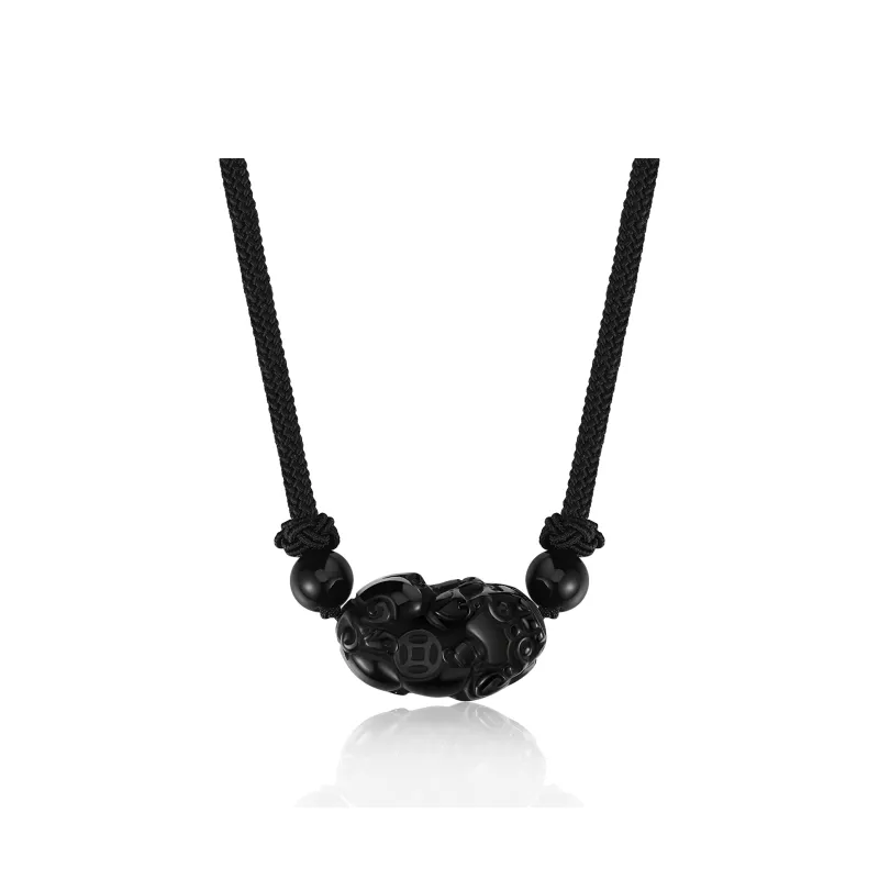 Central Fashion Natural Obsidian Necklaces Men's-0