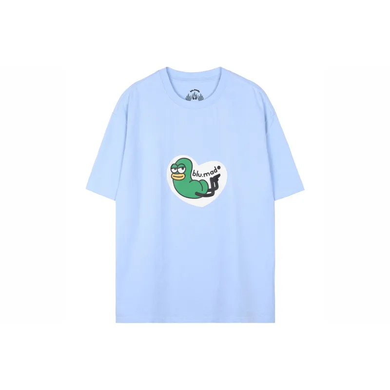 BLUELANDINC x Bug Small Green Crew Neck Loose Fit Straight Short-Sleeved T-Shirt Women's Worm Green-0