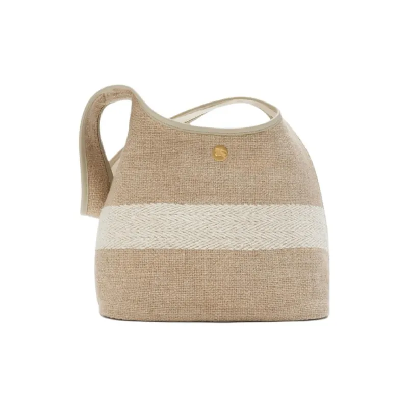 Burberry Linen Shoulder Bag Small Size Women's Natural-2