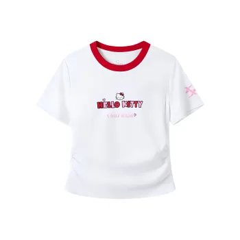 XTEP x SANLIOULIANMING T Shirt Women's Pearl White/Urban Red