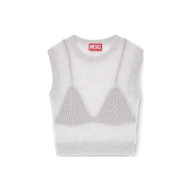 DIESEL M Arostica Bra Detailed Sheer Knitted Top-0