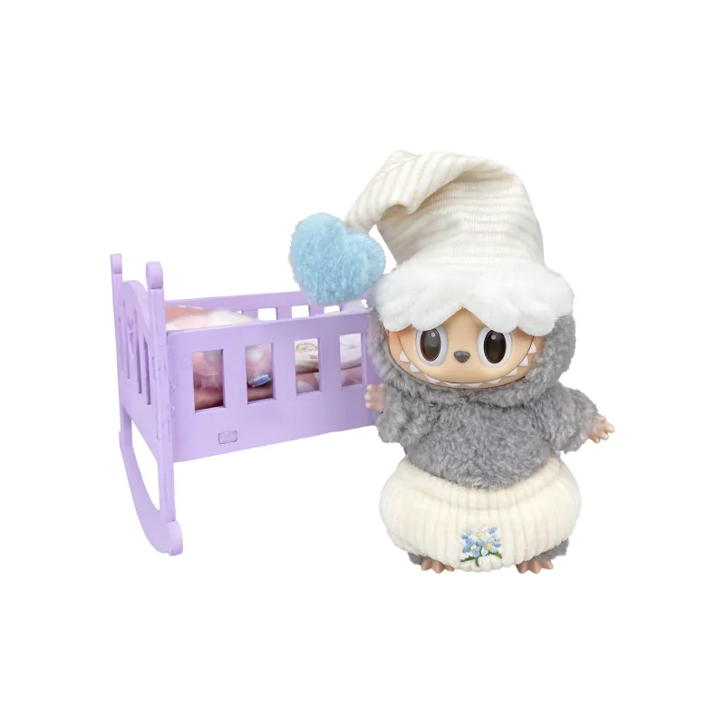 [Modified Doll] POP MART Labubu THEMONSTERS Heartbeat Macaron Collection Good Night's Bed, Cute Hang Tag Box 17cm-30