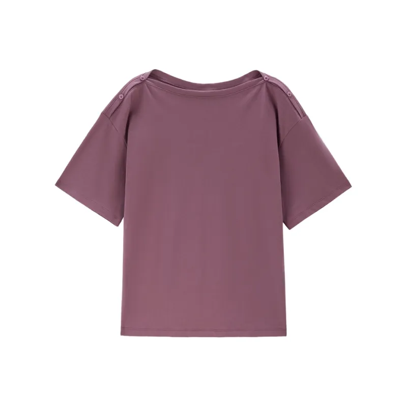 UNIQLO Drop Shoulder Sleeve T Shirt Women's 98 Dark Purple Red-0