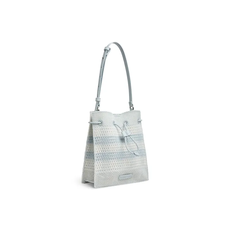 CHARLES&KEITH PU, Textile Mixture Crossbody Bag, Shoulder Bag Medium Size Women's Multicolor-7